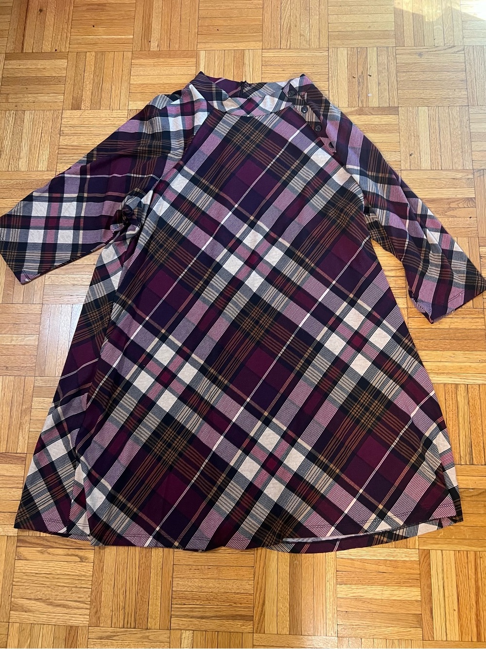 Plaid Trending! Jessica Howard Purple Plaid and Chocolate Brown Mini Dress 3XL